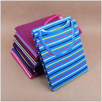 Middle-aged womens round neck cotton loose one-piece autumn coat Lycra cotton striped warm top base autumn coat