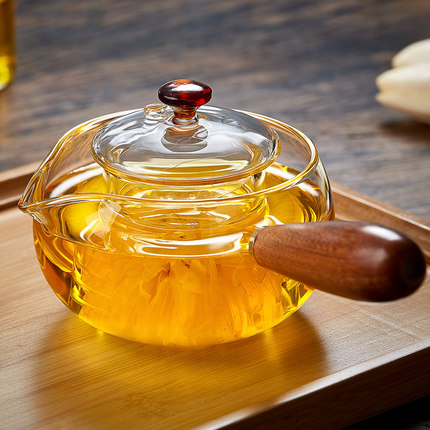 Tea - filter electric ceramic tea set in the thickened teapot with heat - resistant glass 500ml side
