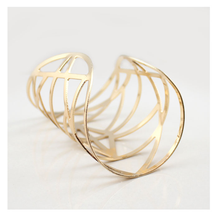 99 carat Phong cách tối giản châu Âu và Mỹ Khí chất thời trang phóng đại rỗng đơn giản mở rộng vòng đeo tay vàng (OC) vòng tay dw chính hãng