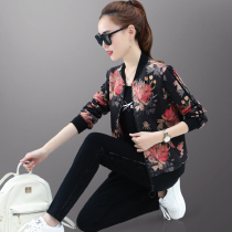 Leisure sports suit women spring and autumn 2021 new fashion deerskin face printing loose sportswear three-piece