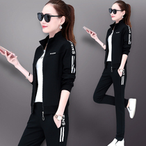 Womens sportswear set autumn 2021 sports and leisure clothes new spring and autumn fashion loose long sleeve three-piece