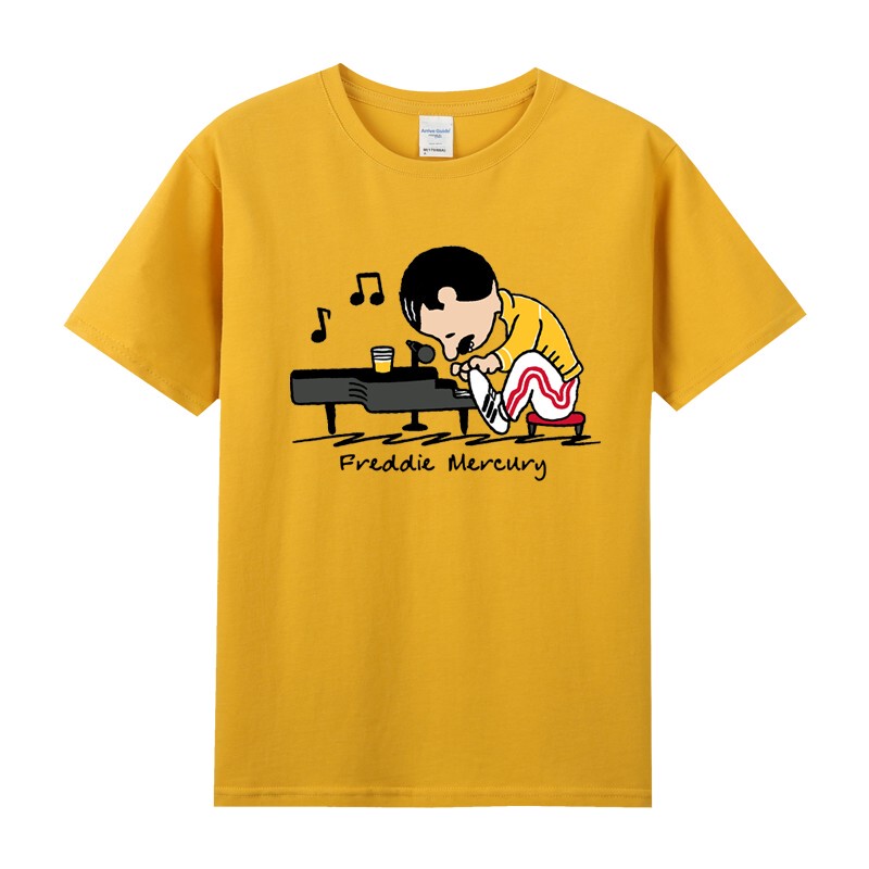 ins Trendy European and American Rock Band Queen Freddie Pure Cotton Short-Sleeved T-Shirt for Men and Women Summer Bf Style