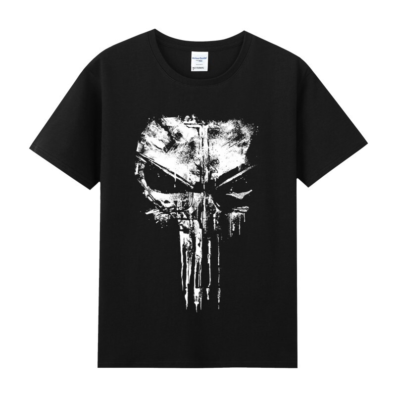 Agitation Summer Men's Crew Neck Short Sleeve Pure Cotton T-Shirt American Comics American Tv Series Daredevil Punisher Punisher Uncle Clothes