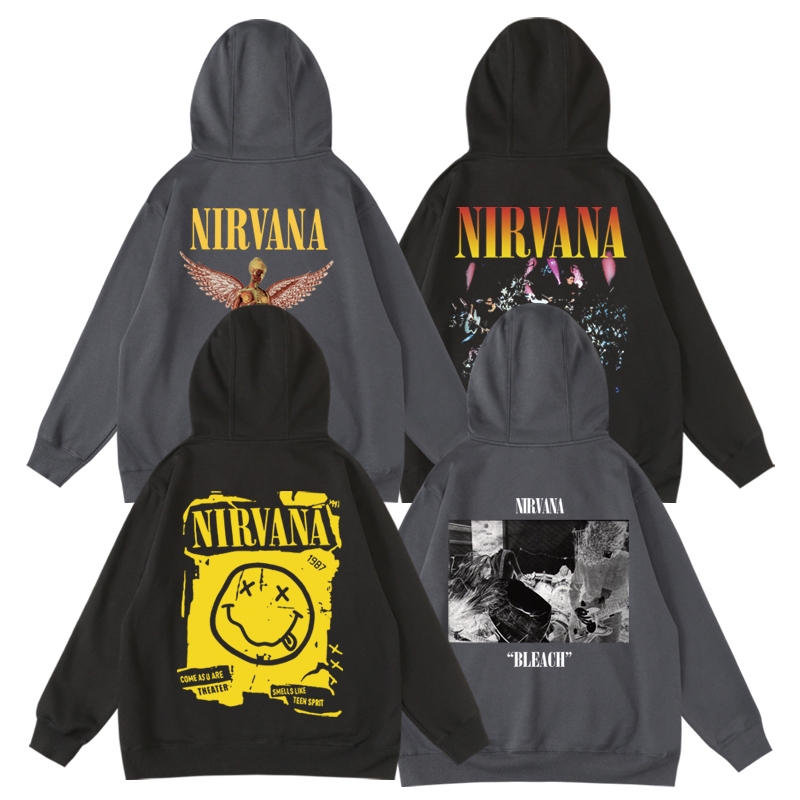 Rock Band Nirvana Kurt Cobain Trendy Printed Sweatshirt Fleece-Lined Hoodie Men's Autumn and Winter Jacket Rock Band Nirvana Kurt Cobain Trendy Printed Sweatshirt Fleece-Lined Hoodie Men's Autumn and Winter Jacket