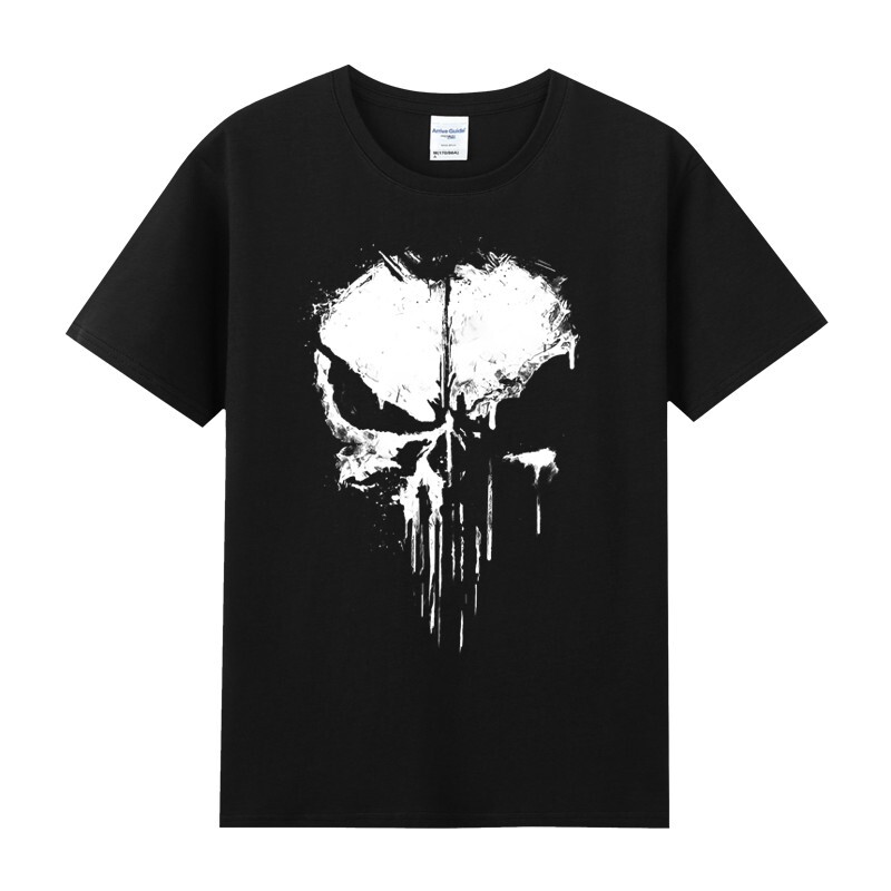 Movie and Tv Series Avengers Punisher Skull-Themed Pure Cotton Short-Sleeve Loose T-Shirt for Men and Women in Summer
