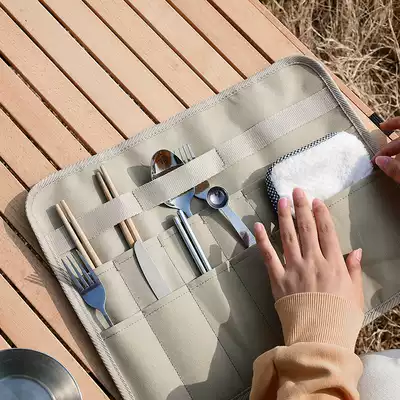 Outdoor portable tableware storage bag camping barbecue storage bag picnic self-driving travel tableware storage bag