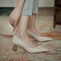  Givenivan inside and outside full leather 2020 new metal heel leather shallow mouth pointed high heel single shoes OLA