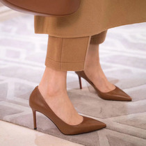  Givenivan 2020 new high heels soft leather womens non-grinding feet 7cm fine heel light tone quality all-match single shoes