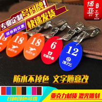  Custom Malatang number plate clip key bracelet Hand ring Digital number plate storage card Sauna bathing hand card