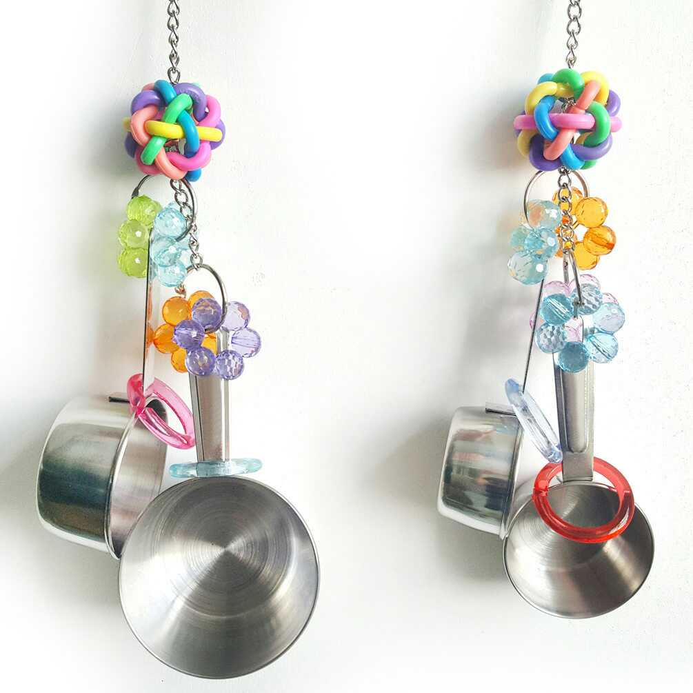 Parrot toy Bird toy Stainless steel gnawing toy two pot skewers