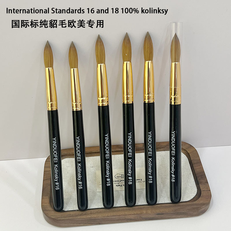 European and American Exclusive International Standard Pure Mink Hair Nail Art Crystal Pen Crystal Nail Extension Pen High Quality Large Size 18# 16#