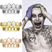  Suicide Squad clown joker Metal Hip Hop Gold braces Hollow Silver Braces Hip Hop Grillz Dentures