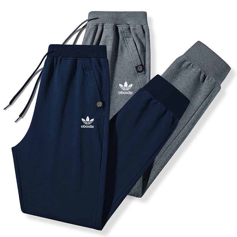 100% Pure Cotton Men's Sports Pants, Spring and Autumn Style, Thickened, Loose Fit, Zippered, Jogger-Style, Straight-Leg Casual Long Pants