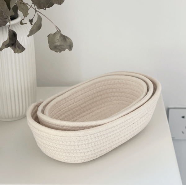 Nordic Thickened Cotton Thread Containing Basket Tabletop Debris Finishing Basket Cosmetic snacks Cloth Art Storage Box small set of basket