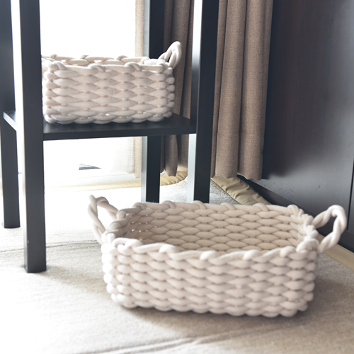 Simple cotton wire collection basket basket household desktop debris packaging basket frame fabric weaving and receiving basket basket