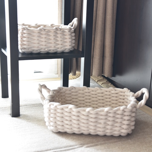 Simple Cotton Storage Basket, Household Desktop Miscellaneous Items Organizer Basket, Fabric Woven Storage Basket, Clothes Basket