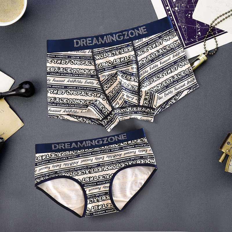 Concentric grass trend creative modal cotton couple underwear comfortable mid-waist fashion British couple underwear set