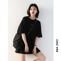 CHICVEN Sunlight Allure street leisure letter loose bf wind medium long short sleeve T-shirt skirt summer wild