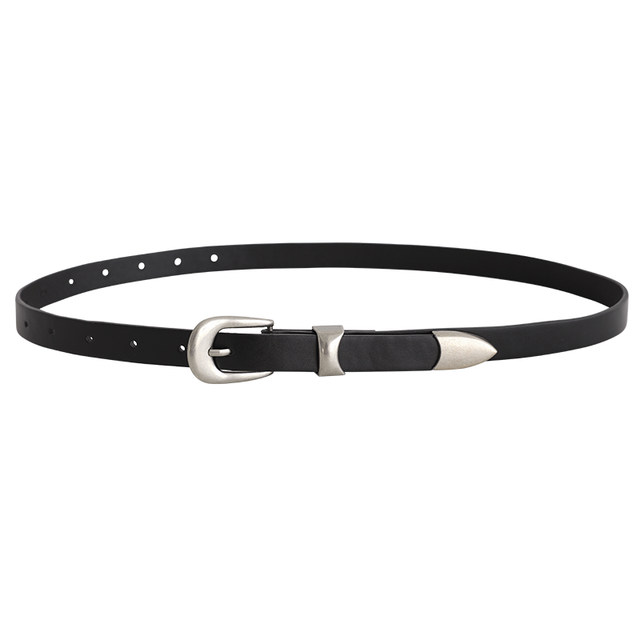 CHICVEN summer vacation retro black accessories belt metal distressed silver buckle decorative pin buckle belt