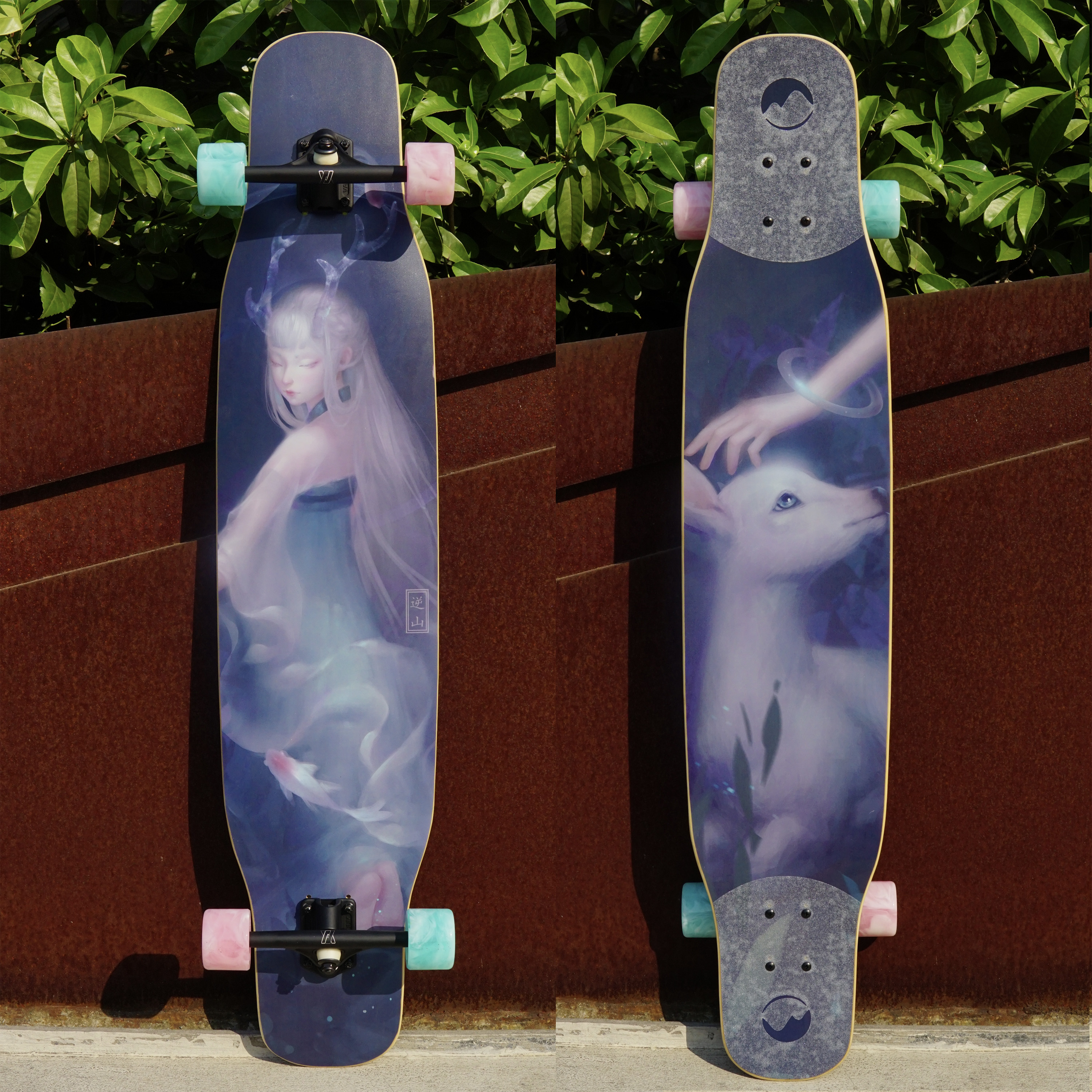 Inverse Mountain Longboard Professional Board Skateboard Adult Boys and Girls Beginners Forest Series Brush Street Travel Flat Flower Dance Board