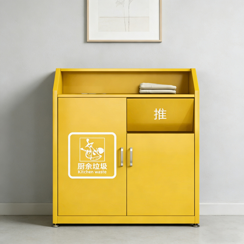 Large Wrought Iron Classified Garbage Cabinet for Fast Food Restaurants, Kfc, Tourist Areas, Commercial Use, Mcdonald's Trash Bin