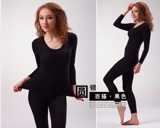 Sự ra đời của năm màu đỏ modal đồ lót nữ bó sát cotton mùa thu quần dài quần dài phần mỏng bộ đồ lót của phụ nữ bộ thu đông big size
