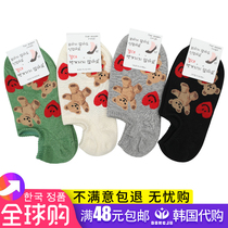2021 New Korea Imports Socks Spring Summer Womens Boat Socks Socks Cartoon Little Bear Shallow Mouth Women Socks Silicone Gel Fall heel