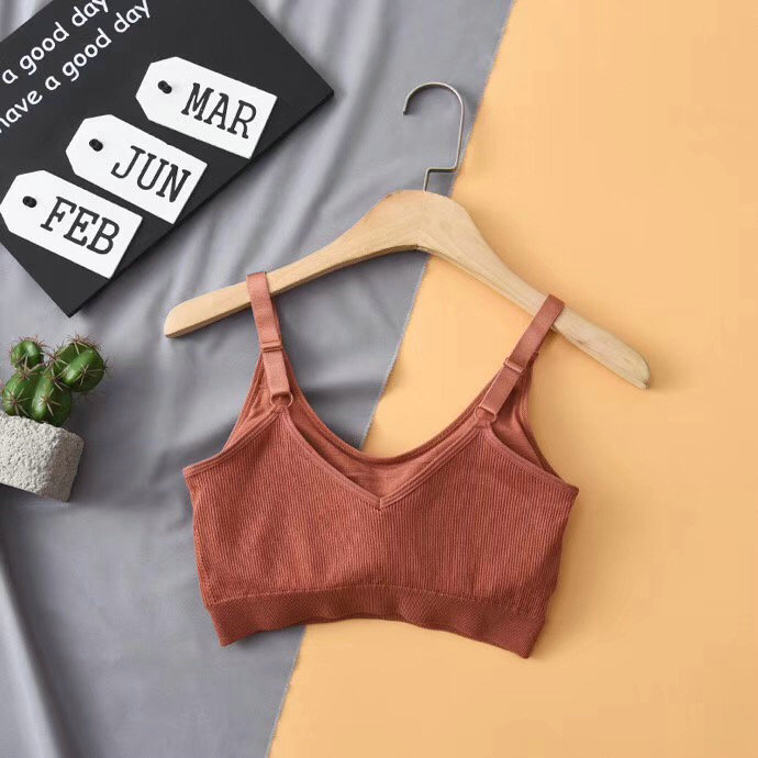 Cao chất lượng ròng đỏ pop-up gấu áo ngực nhung dài thun cotton ren sling sexy ngoài thể thao mặc yoga đồ lót.