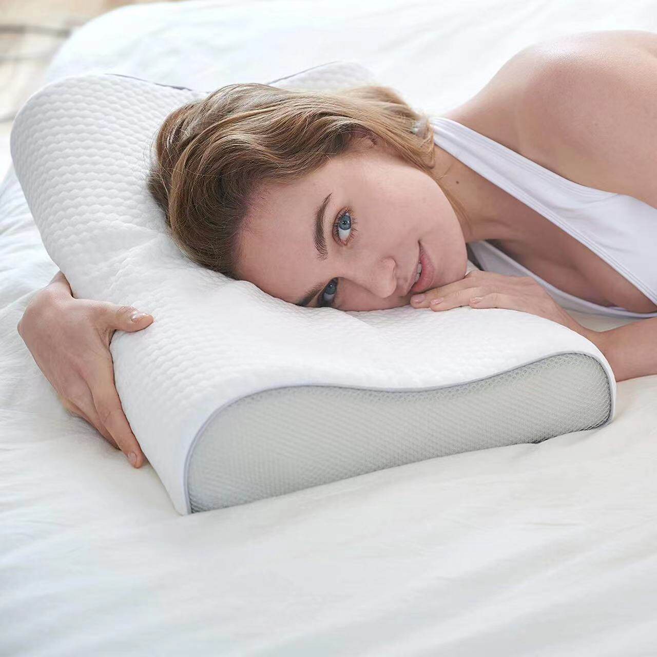 Foreign trade clipping Memory cotton high and low pillow pillow neck pillow cervical pillow student single pillow can be removed