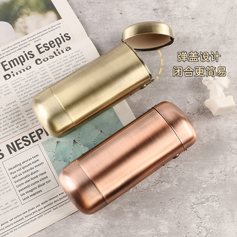 E88 Electroplated Tinplate Glasses Case with Pop-Up Lid, Portable, Pressure-Resistant, Compact Metal Storage Box for Myopia Glasses