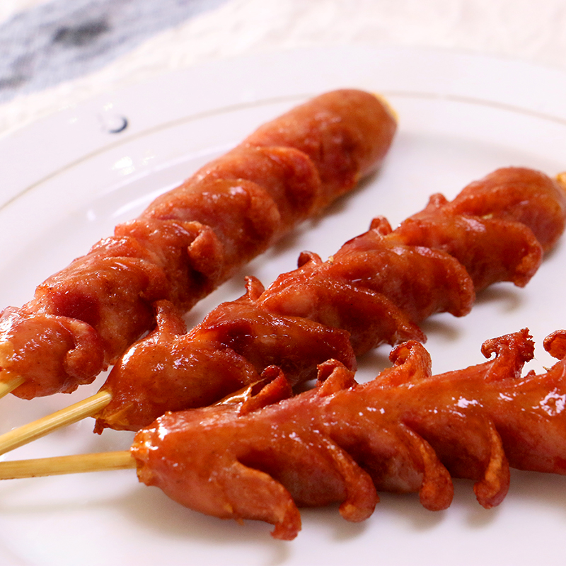 Santong Wanfu cut flower sausage flower sausage hot dog sausage barbecue fried snack 10 sticks a pack of 70g Changsha flower sausage