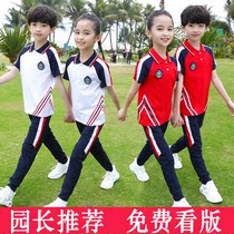 Childrens class uniform 2021 summer school uniform set Primary school kindergarten garden uniform Graduation clothing Short-sleeved cotton sports