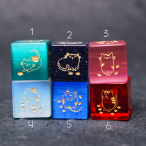 6 Sided Dice Spotted Cat Design Mahjong Dice Game Stopper Customized Crystal Dice