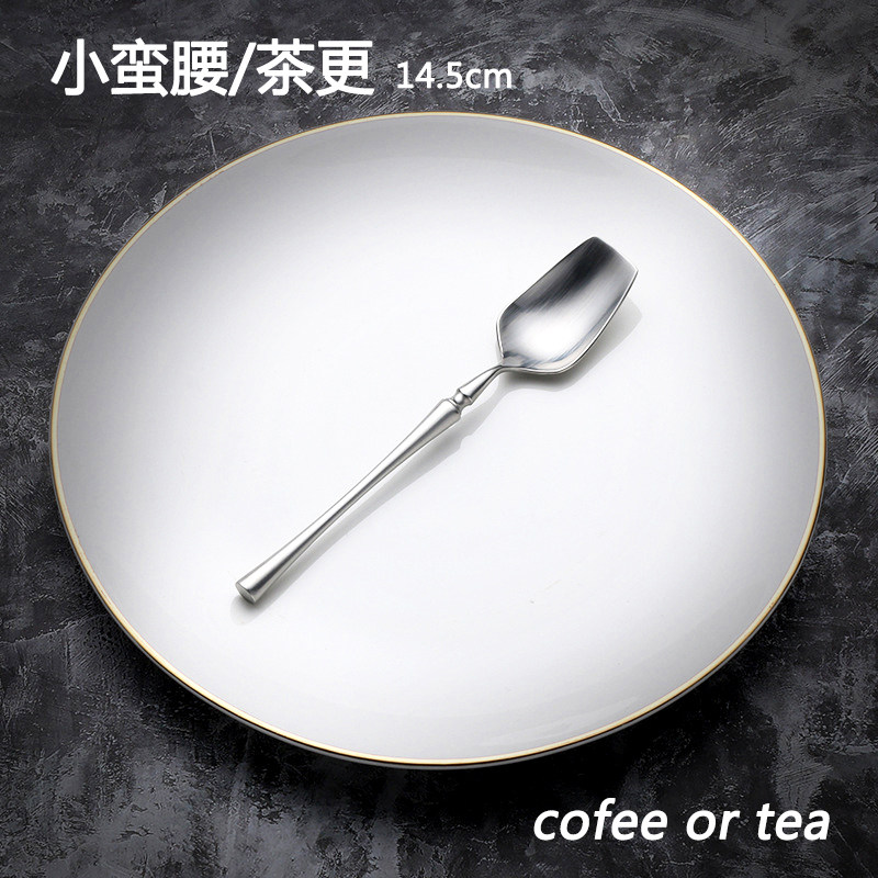 Square Tea Spoon Coffee Stirring Spoon Ice Cream Ice Cream Spoon 304 Stainless Steel Small Brute Waist Square Head Spoon Matt