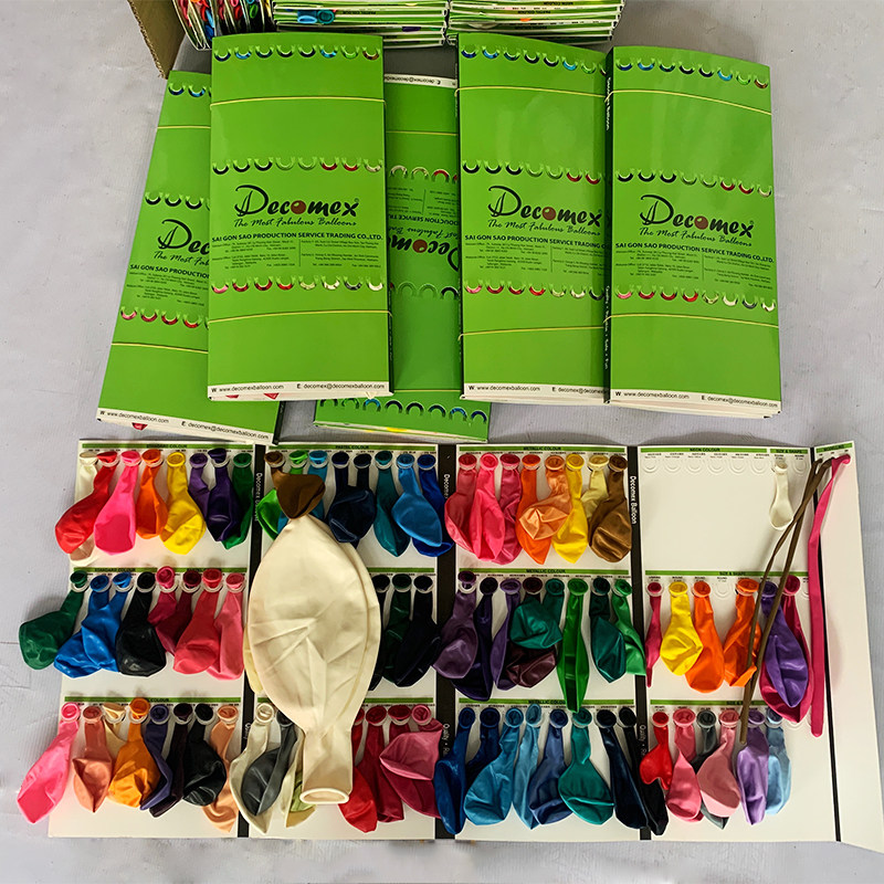 German ball decomex balloon color card sample color card Vietnam factory Matte Pearlescent long bar ball Love Ball