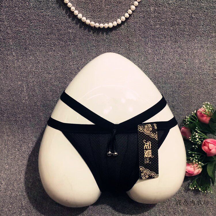 New style girl sexy black misty little bell panties Cross waist small size low waist briefs
