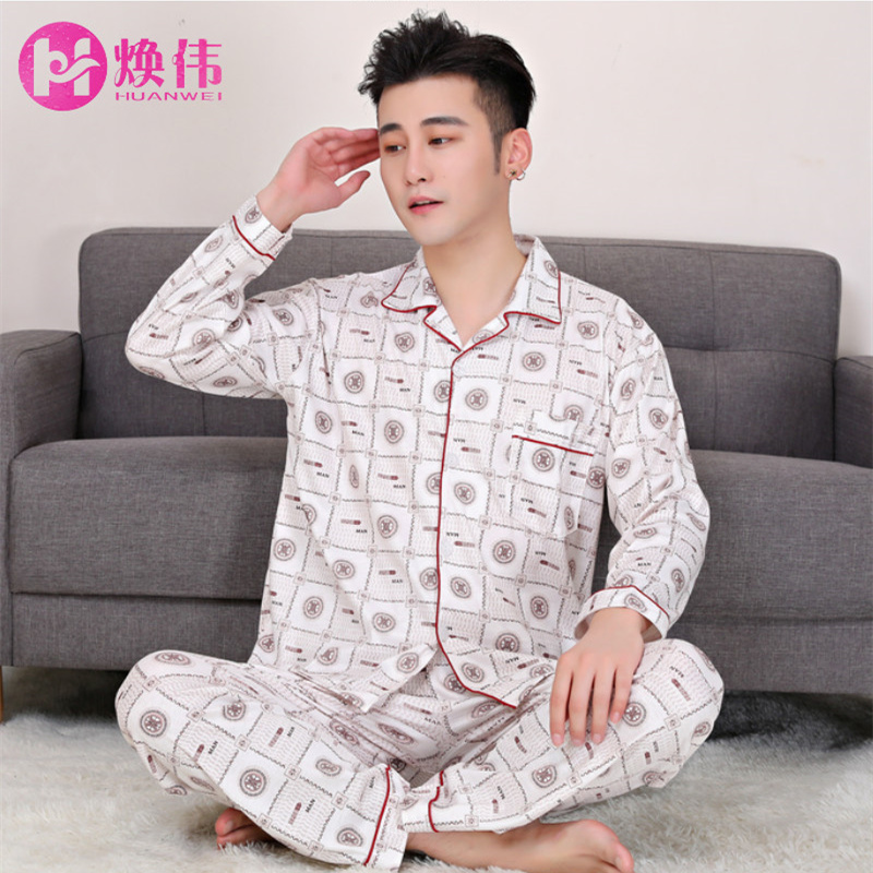 Tăng kích thước bộ đồ ngủ mens dài sleevecotton đồ ngủ cotton ngày cotton mens quần áo nhà thiết mens quần áo.