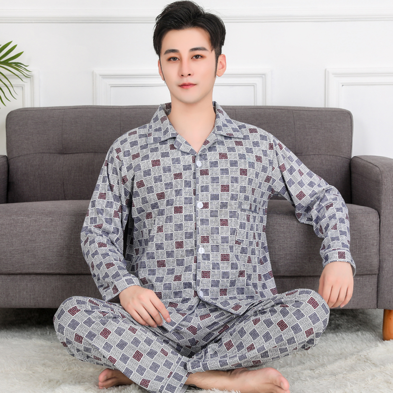 Tăng kích thước bộ đồ ngủ mens dài sleevecotton đồ ngủ cotton ngày cotton mens quần áo nhà thiết mens quần áo.