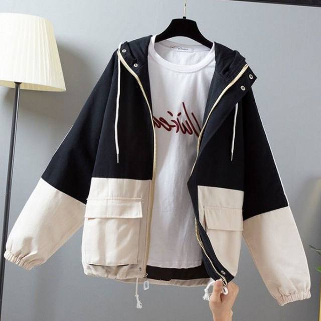 13-19-year-old girls, high school student jackets, Korean style junior high school girls autumn clothes, college style spring and autumn thin loose tops