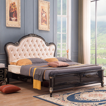 European-style bed Full solid wood double bed Master bedroom Princess 1 8m storage high box Wedding bed simple European white modern minimalist