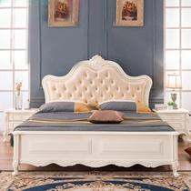 European-style bed 1 8-meter double bed Master bedroom Modern simple full solid wood bed 1 5-meter princess bed Economical storage bed
