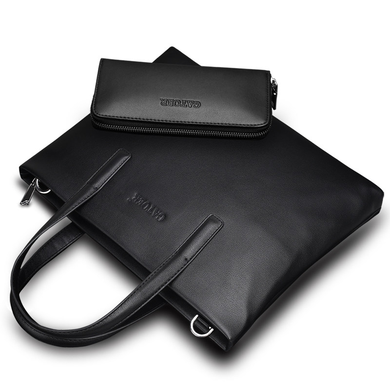 Business handbag casual simple men's bag soft leather shoulder bag horizontal version messenger bag computer bag Korean version briefcase