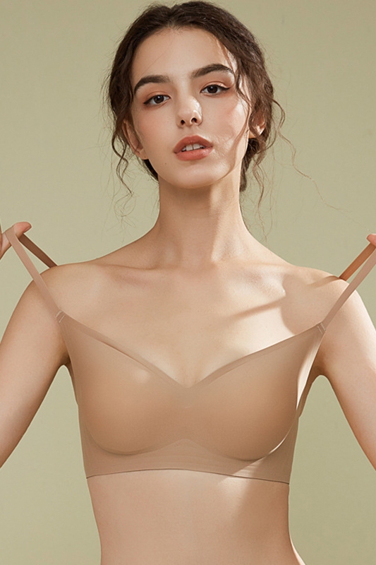 1cm Seamless Nude-Colored Underwear Without Underwire, Smooth Small Chest Push-Up Thin Anti-Sagging Bra