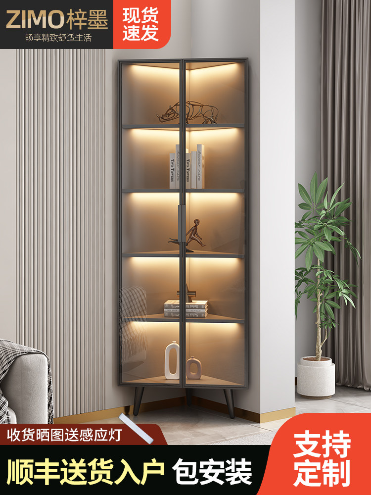 Corner Cabinet, Triangular Right-Angle Corner Shelf, Living Room Bedroom Storage, Wall-Mounted Corner Floor-Standing Wine Cabinet