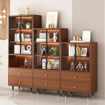 Glass Door Bookshelf Display Tv Cabinet Side Cabinet Storage Wine Cabinet Wall-Mounted Home Living Room Standing Cabinet Dining Side Bookshelf Figurine