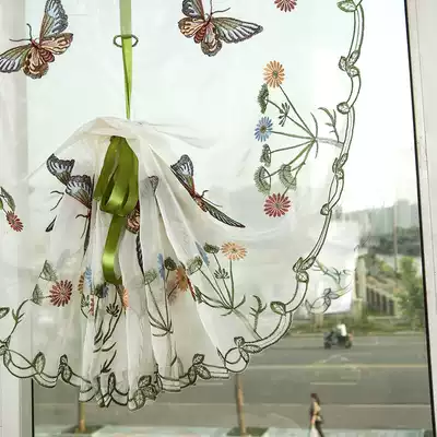 Simple pastoral embroidery living room floating window partition curtain fan curtain Roman curtain lifting curtain finished curtain