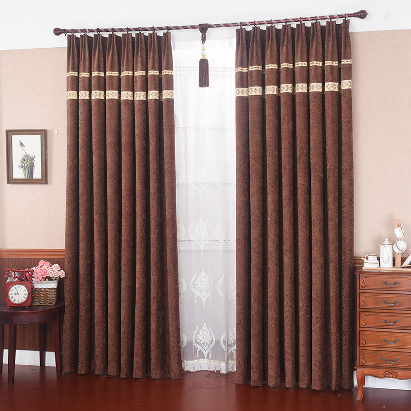 Simple thickened chenille sound insulation sunscreen heat insulation window warm windproof curtain blackout curtain custom living room bedroom