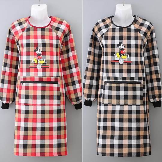 Apron for home kitchen reverse-wearing long-sleeved blouse for adults and ladies cute new fashion cooking protective clothing