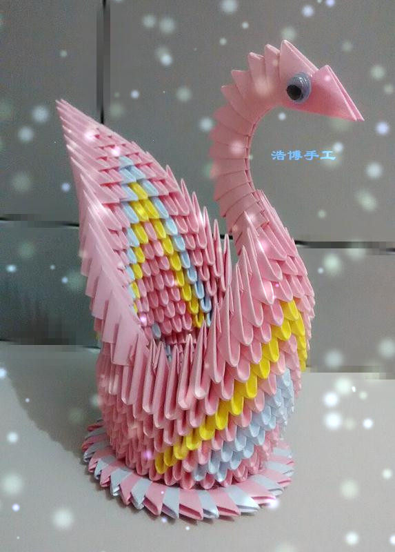 Best-selling Haobo triangle origami pink swan material package semi-finished handmade birthday gift for children - Taobao