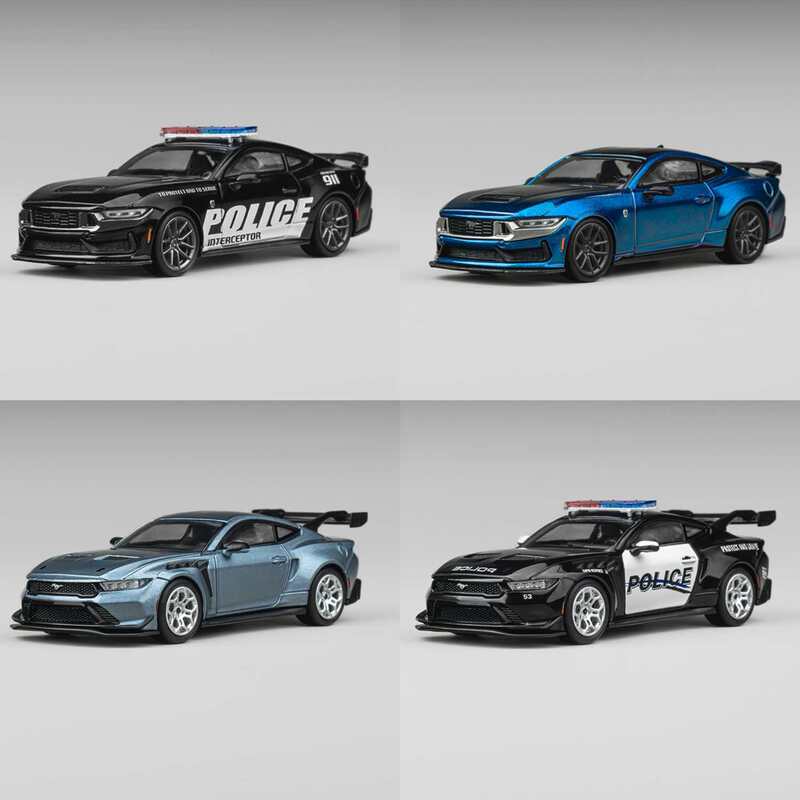 Cm 1:64 Ford Mustang Dark Horse Gtd Police Car Painted Alloy Car Model
